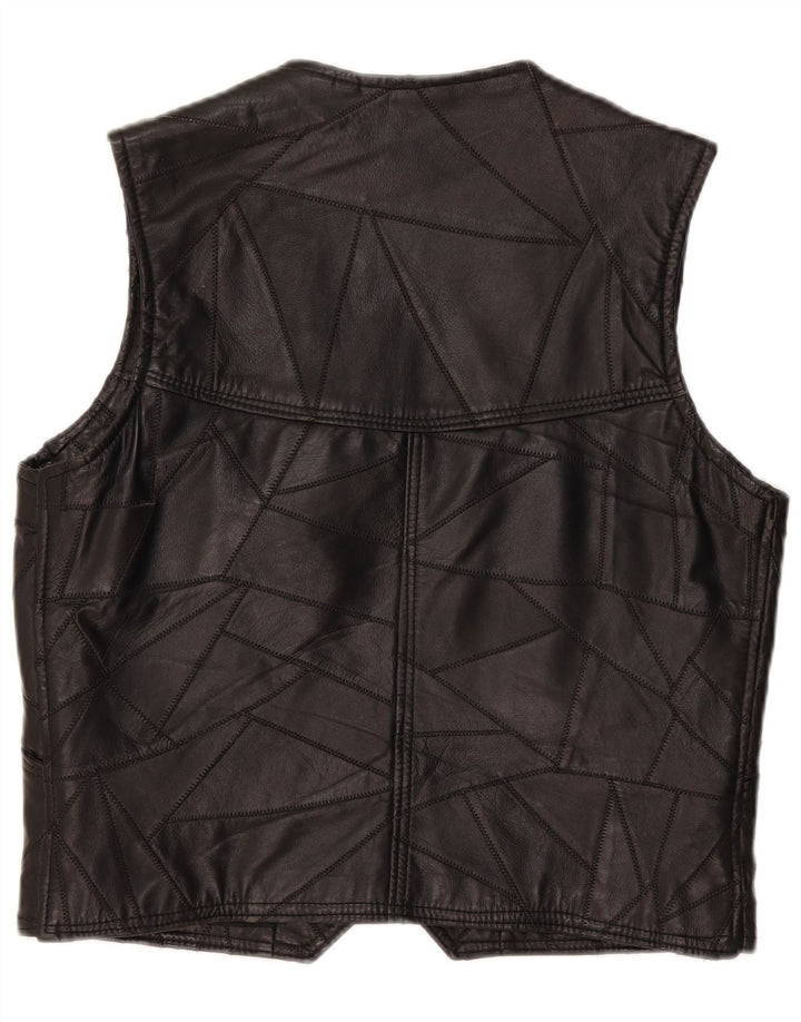 gilet en cuir homme vintage grand patchwork noir