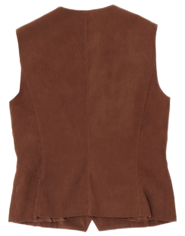 CARLA FERRONI Womens Waistcoat IT 44 Medium Brown Polyester