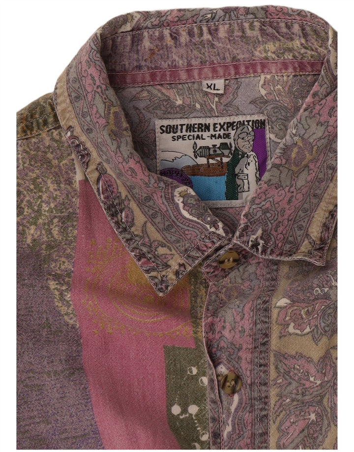 Southern Chemise à manches courtes pour homme XL Patchwork multicolore