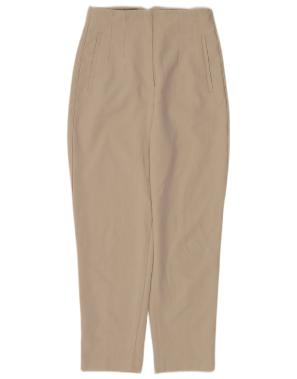 Zara Pantalon de costume fuselé taille haute pour femme Petit W26 L26 Beige Polyester