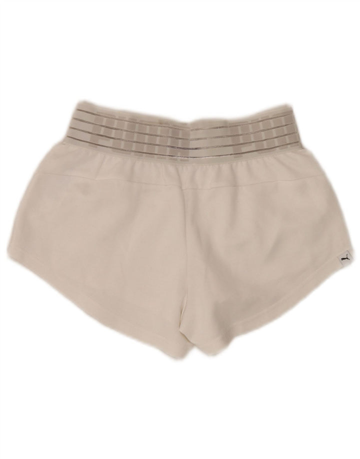 Puma Short de sport graphique pour femme UK 8 Small Blanc Polyester