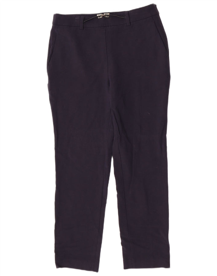 Massimo Dutti Pantalon de costume slim pour femme EU 40 Medium W30 L27 Bleu marine Laine