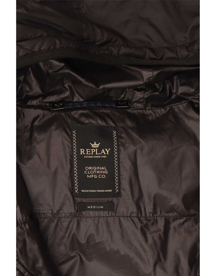 Replay Veste matelassée à capuche pour femme UK 44 Medium Noir Polyester