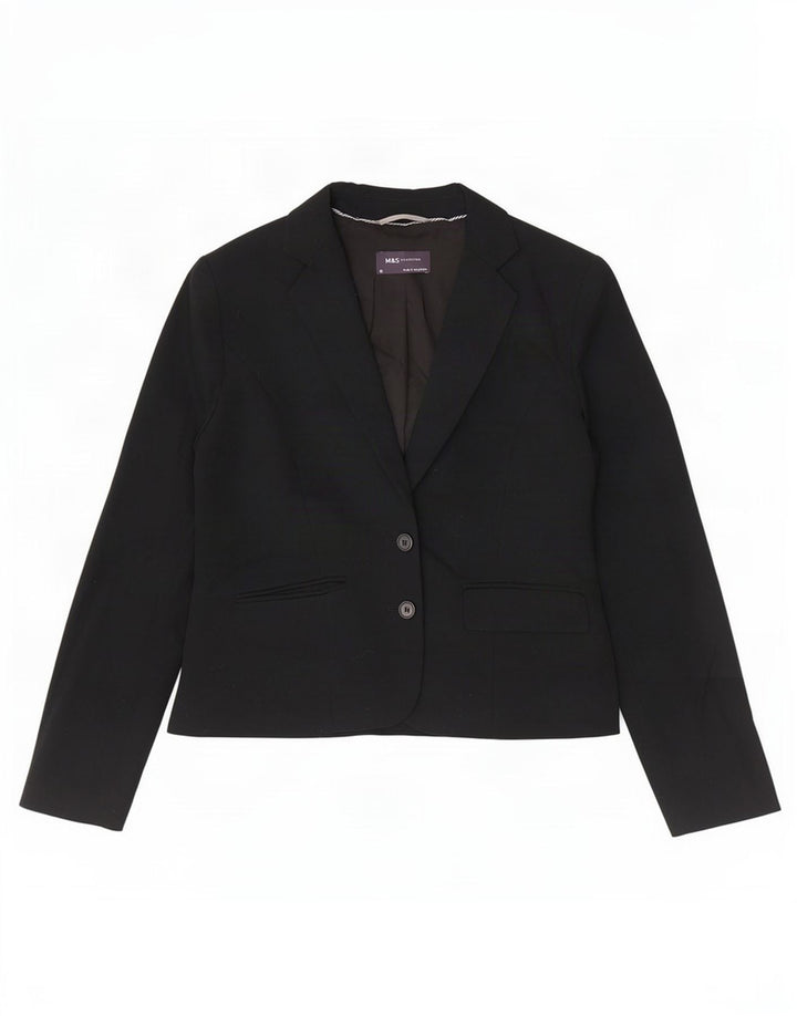 Marks & Spencer Veste blazer à 2 boutons pour femme UK 12 Noir moyen Polyester