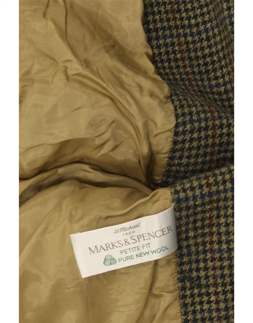 Marks & Spencer Veste blazer petite pour femme UK 12 pied-de-poule vert moyen