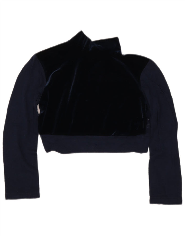 vintage Femmes Voir à travers Blouse Top IT 44 Laine Bleu Marine Moyenne