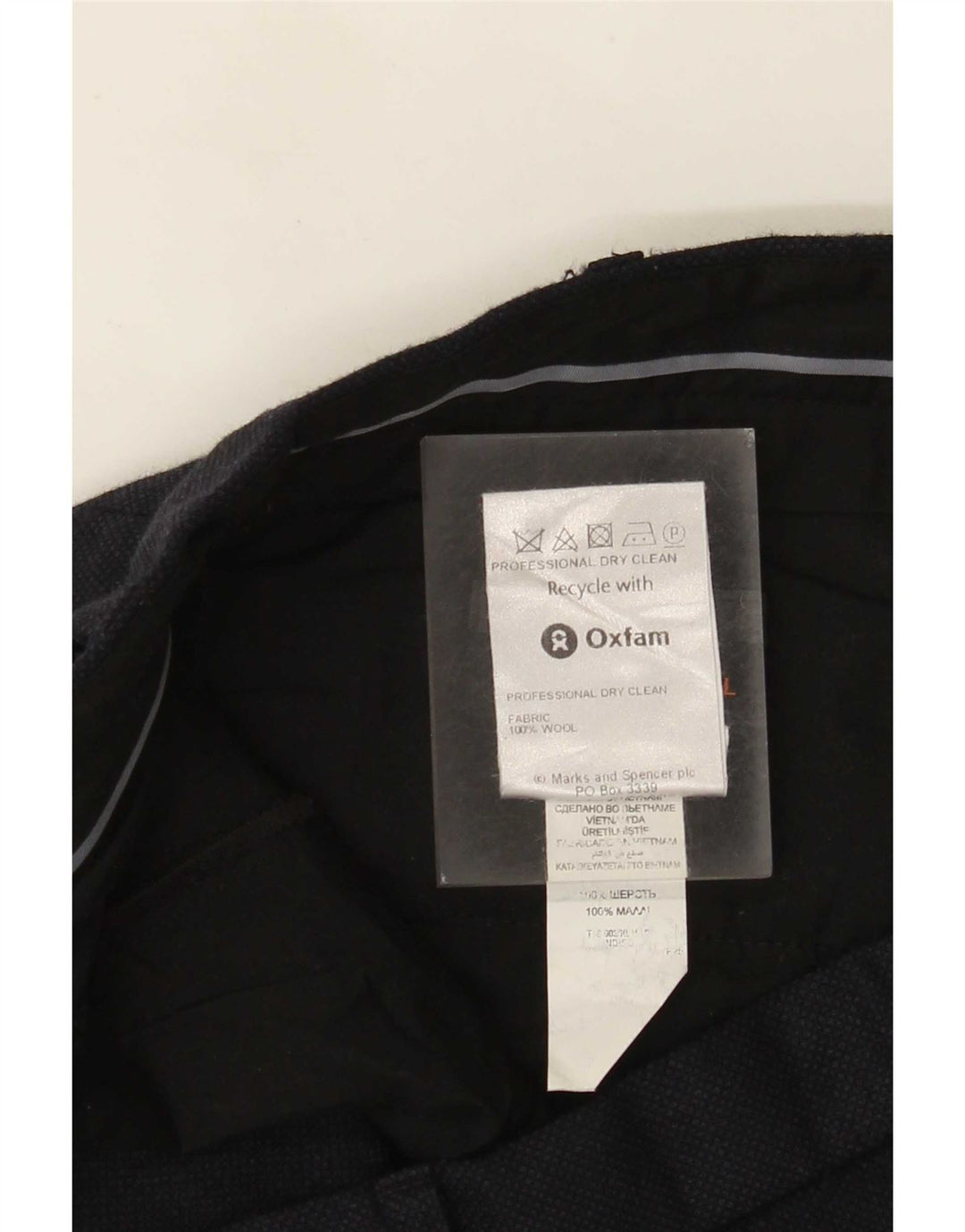 Marks & Spencer Pantalon de Costume Droit Homme W40 L29 Bleu Marine Laine