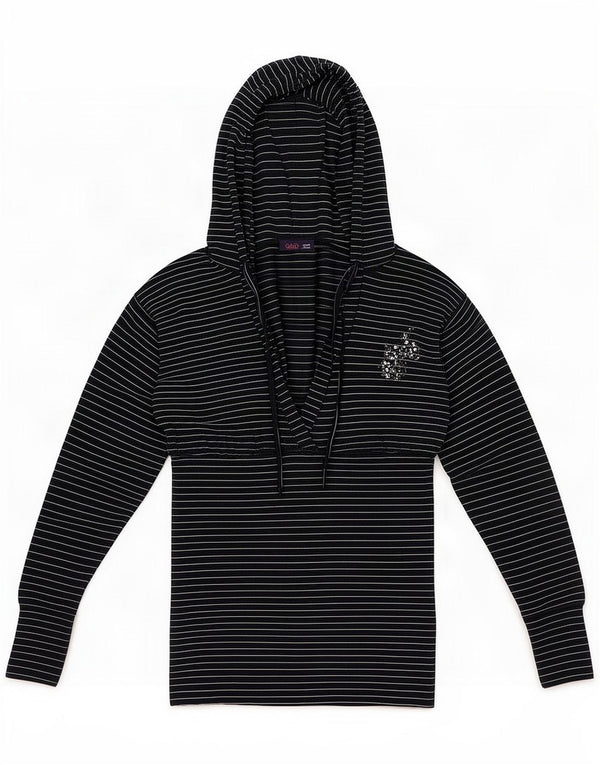 Gaudi Chemisier à capuche pour femme UK 8 Petite rayonne rayée grise