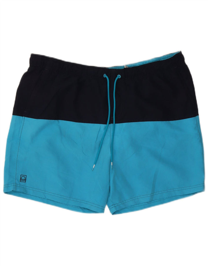 Marks & Spencer Short de bain pour homme XL Bleu Colorblock Polyester