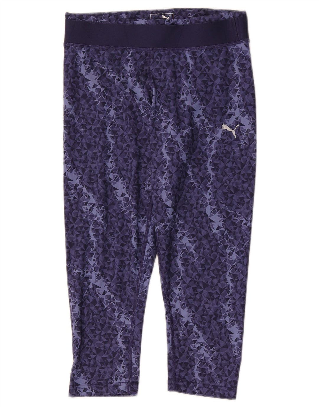 Puma Legging Capri Femme UK 10 Petit Polyester Géométrique Bleu Marine