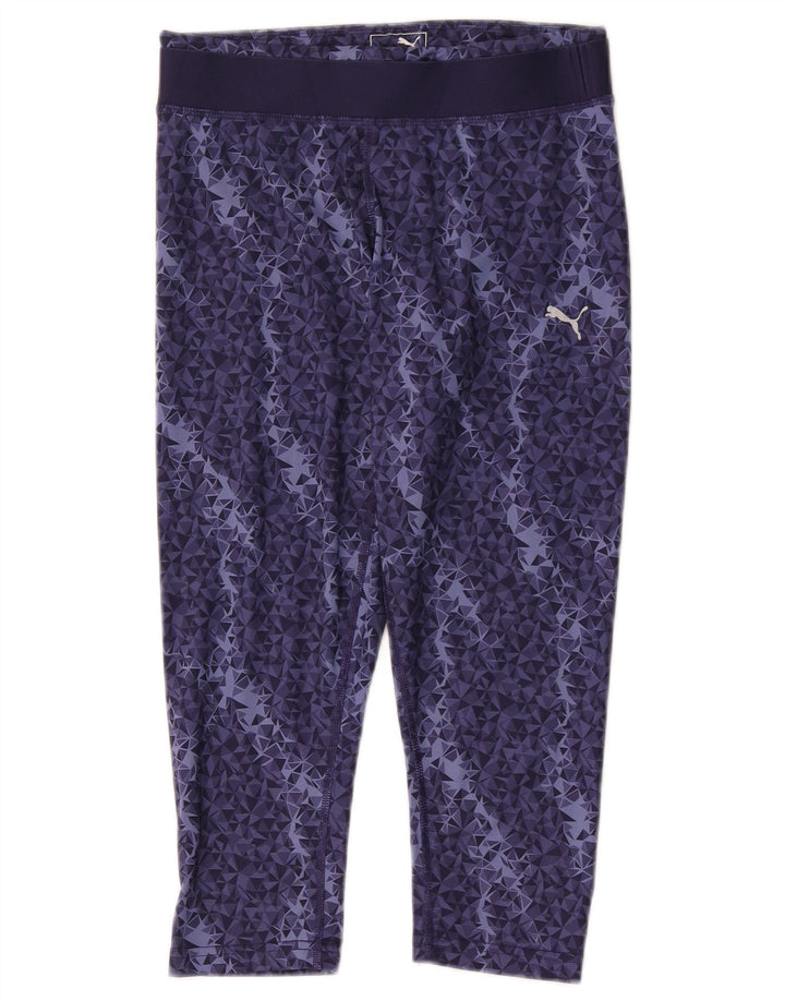 Puma Legging Capri Femme UK 10 Petit Polyester Géométrique Bleu Marine