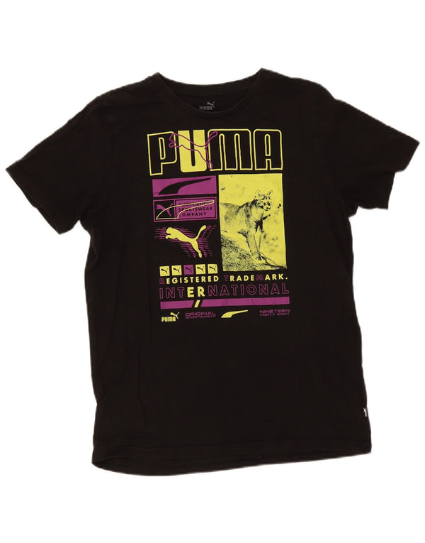 Puma T-shirt graphique pour homme, petit, noir, coton