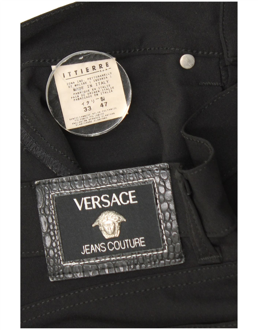 Versace Pantalon décontracté droit W33 L31 Noir Polyamide