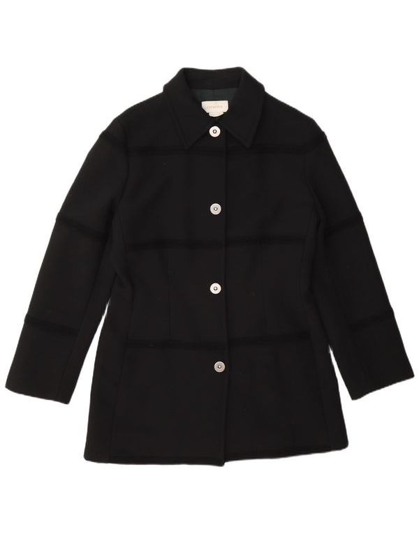 Caractere Veste Blazer 4 Boutons Femme UK 12 Laine Noir Moyen