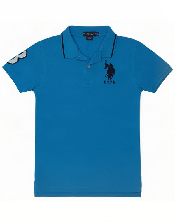 U.S. Polo Assn. Boys Graphic Polo Shirt 10-11 Years Medium Blue Cotton