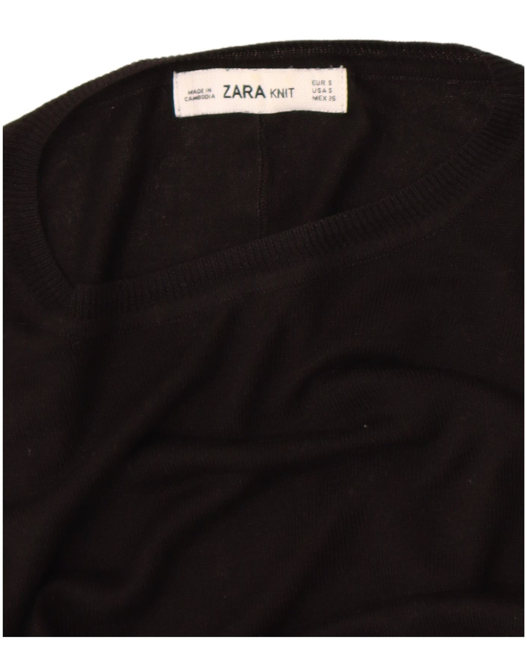 Zara Pull surdimensionné à col rond pour femme UK 10 Petit Noir