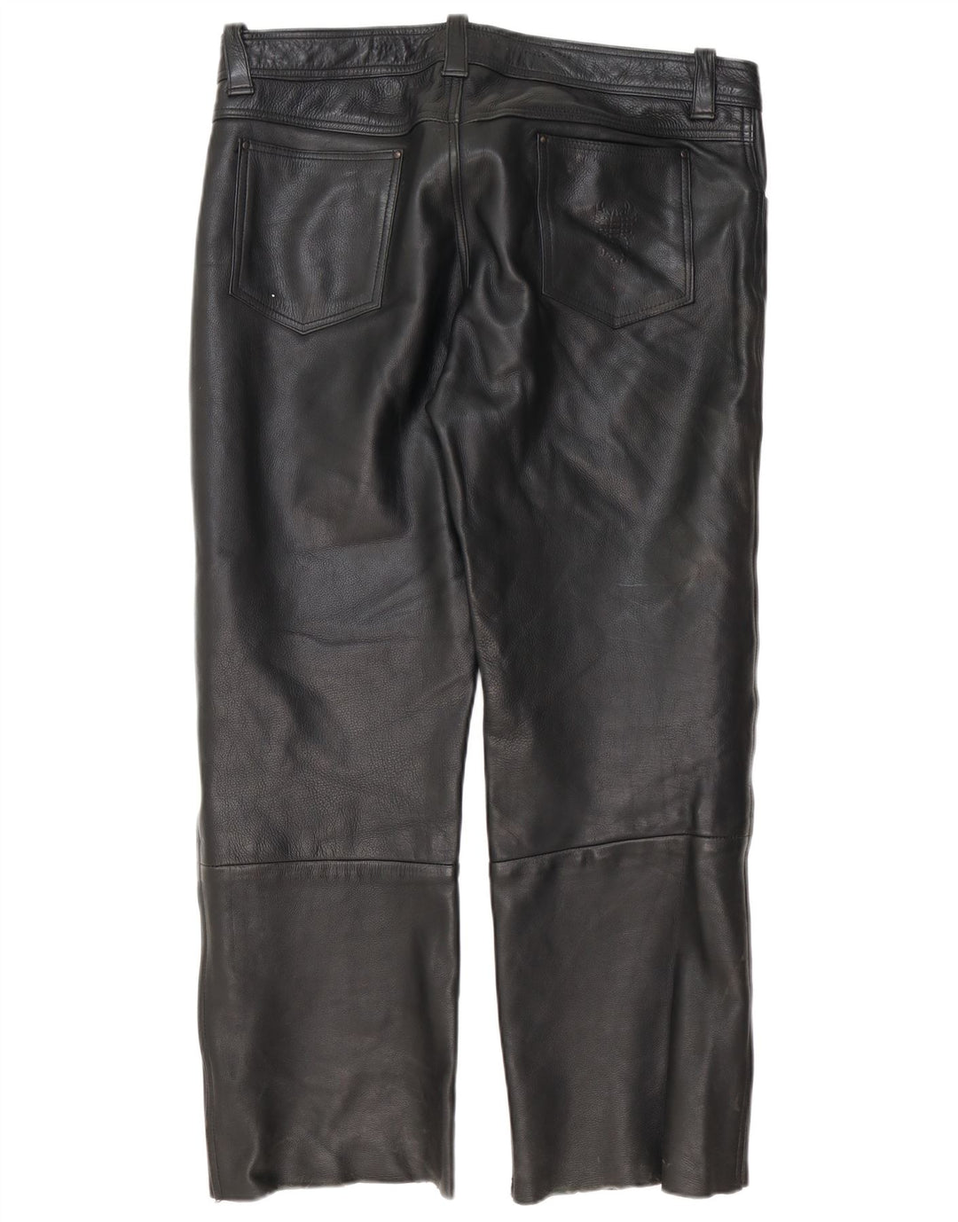 Pantalon droit en cuir vintage pour hommes W40 L30 Noir