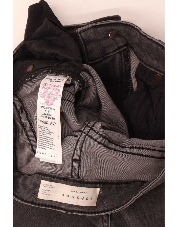 Topshop Femme Jamie Flared Jeans W28 L32 Gris Coton
