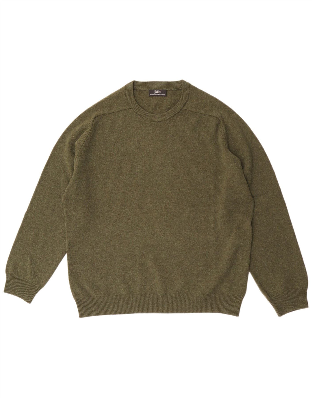 MARKS & SPENCER Pull à col rond pour homme en laine d'agneau verte