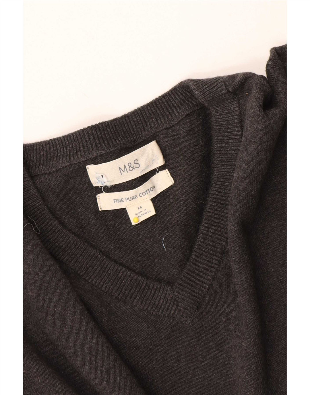 Marks & Spencer Pull Col V Homme Gris Moyen Coton