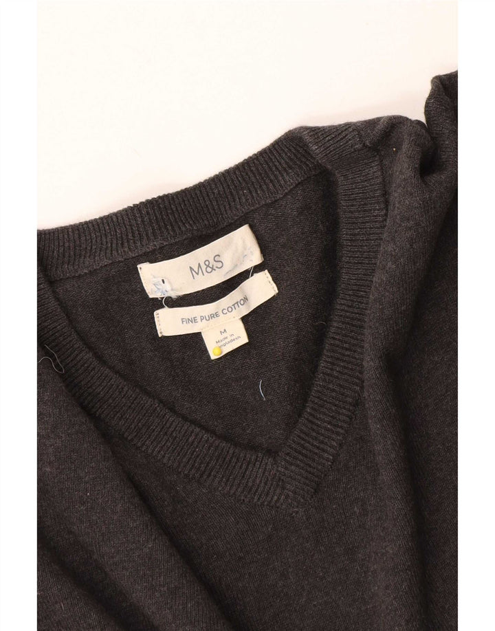 Marks & Spencer Pull Col V Homme Gris Moyen Coton