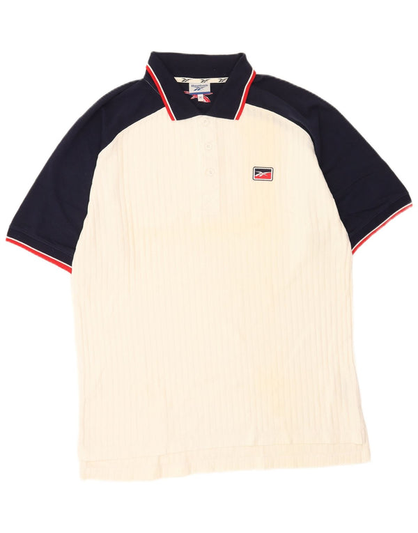 Reebok Polo Homme Blanc Moyen Colourblock Cotton