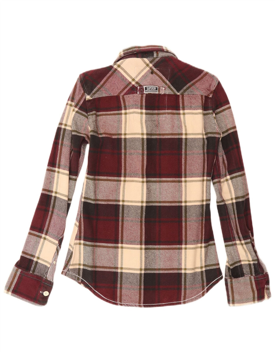 Superdry Chemise en flanelle pour homme en coton à petits carreaux bordeaux
