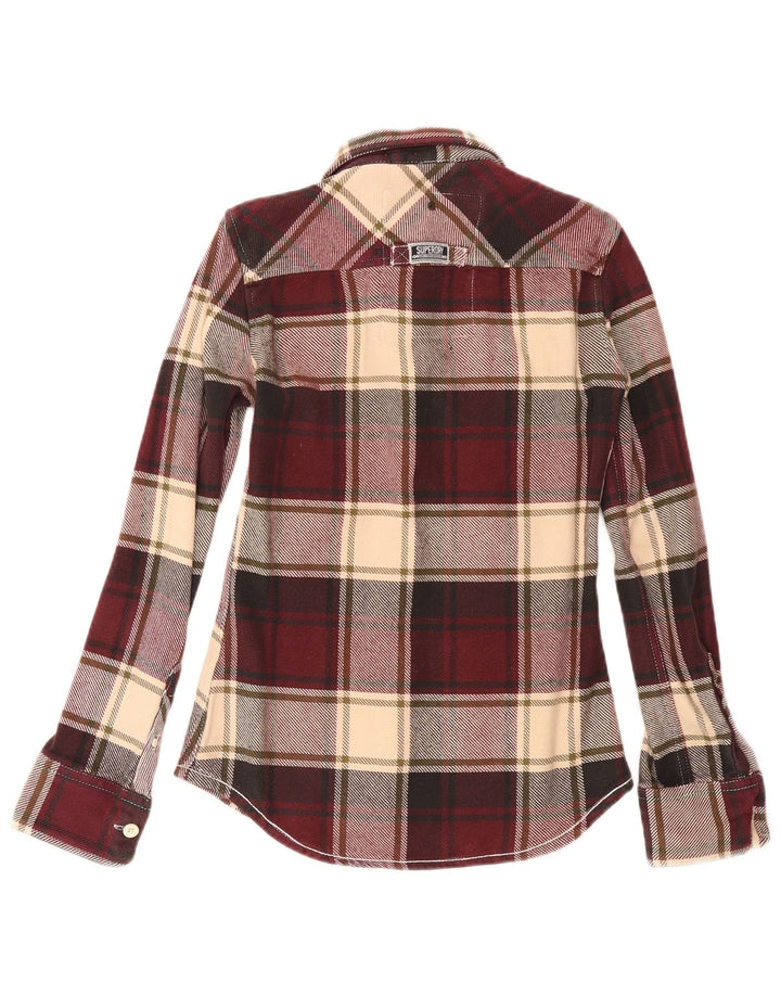 Superdry Chemise en flanelle pour homme en coton à petits carreaux bordeaux