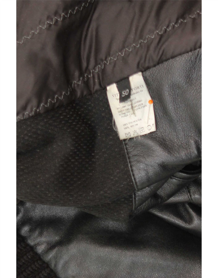 Vittorio Forti Blouson aviateur en cuir pour homme IT 50 Large Noir