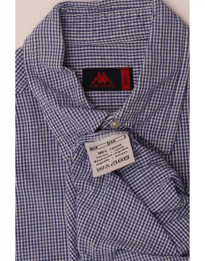 Kappa Chemise à manches courtes pour homme, coupe classique, petit carreaux bleus en coton