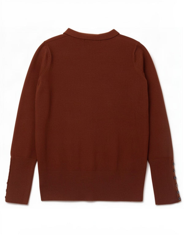Zara Pull col V pour femme UK 14 Large Rayonne Marron