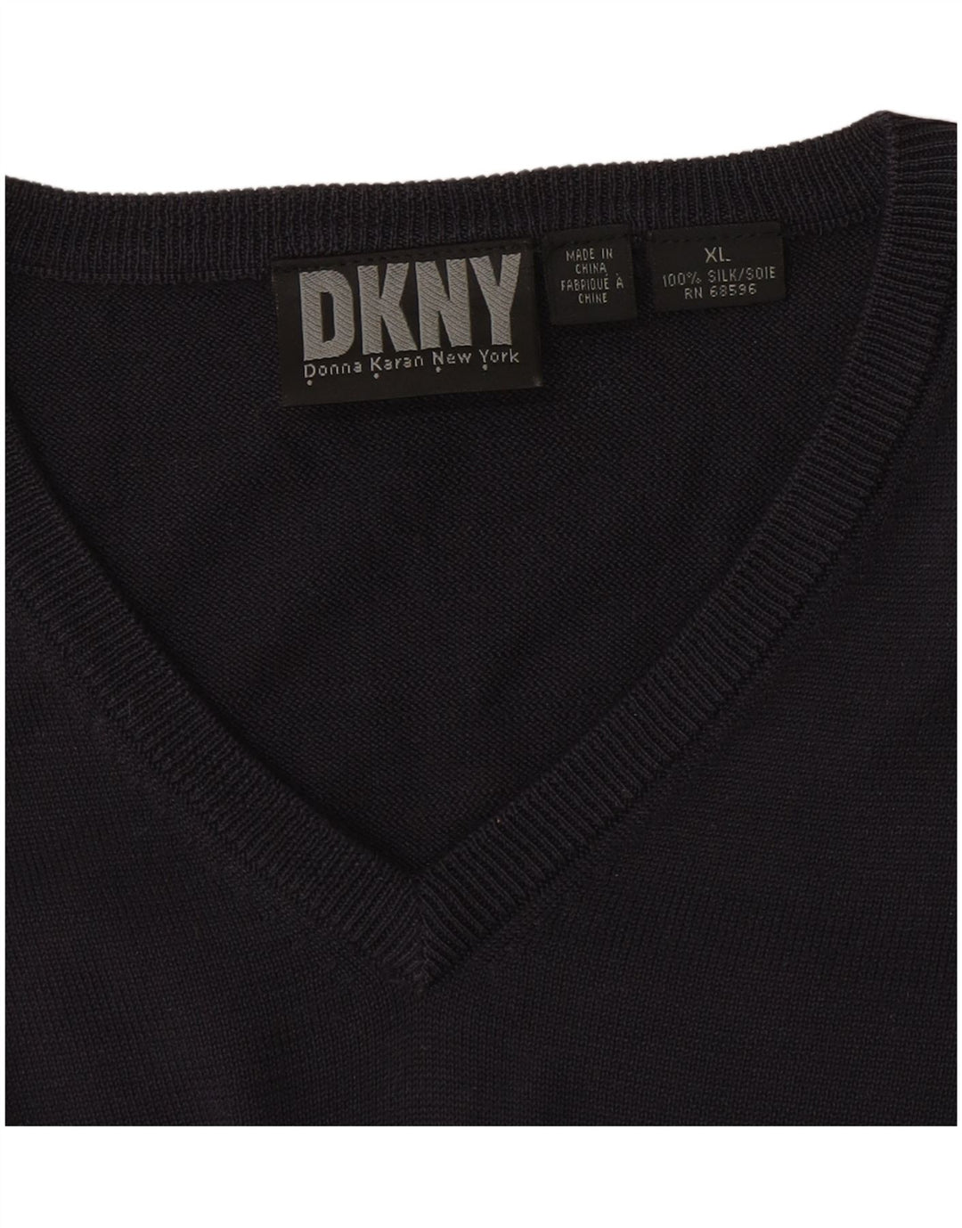 Dkny Pull Col V Homme XL Bleu Marine Soie
