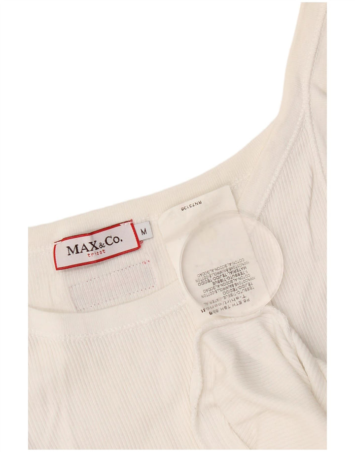 Max & Co. Femmes Crop Cami Top UK 12 Moyen Blanc Coton