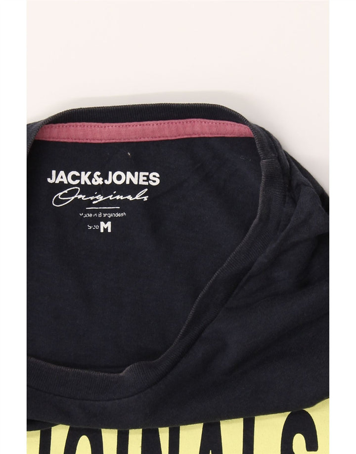 JACK & JONES Mens Graphic T-Shirt Top Medium Navy Blue Cotton Vintage Jack & Jones and Second-Hand Jack & Jones from Messina Hembry 
