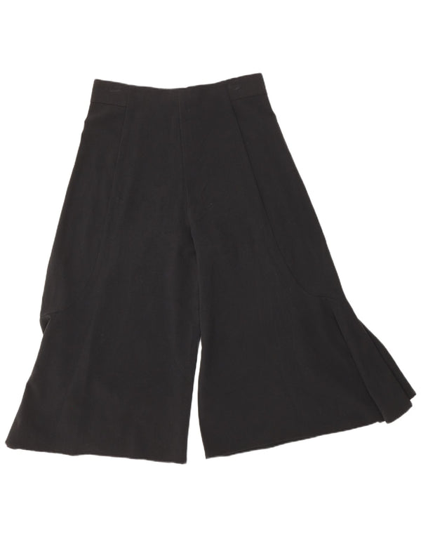 Zara Womens Cullotes Capri Trousers Small W26 L19 Black Silk