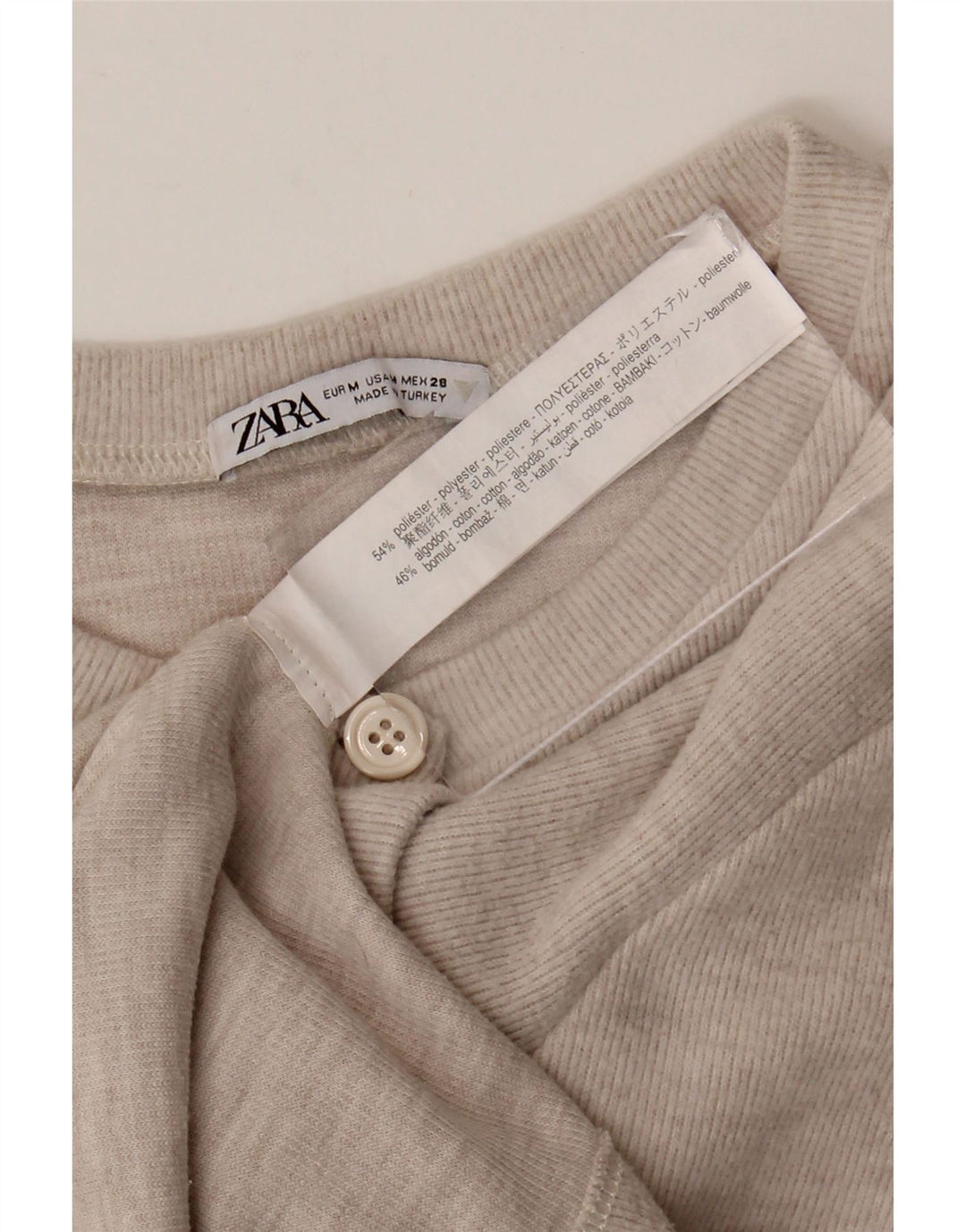 Zara Womens Crop Cardigan Pull UK 12 Polyester Beige Moyen