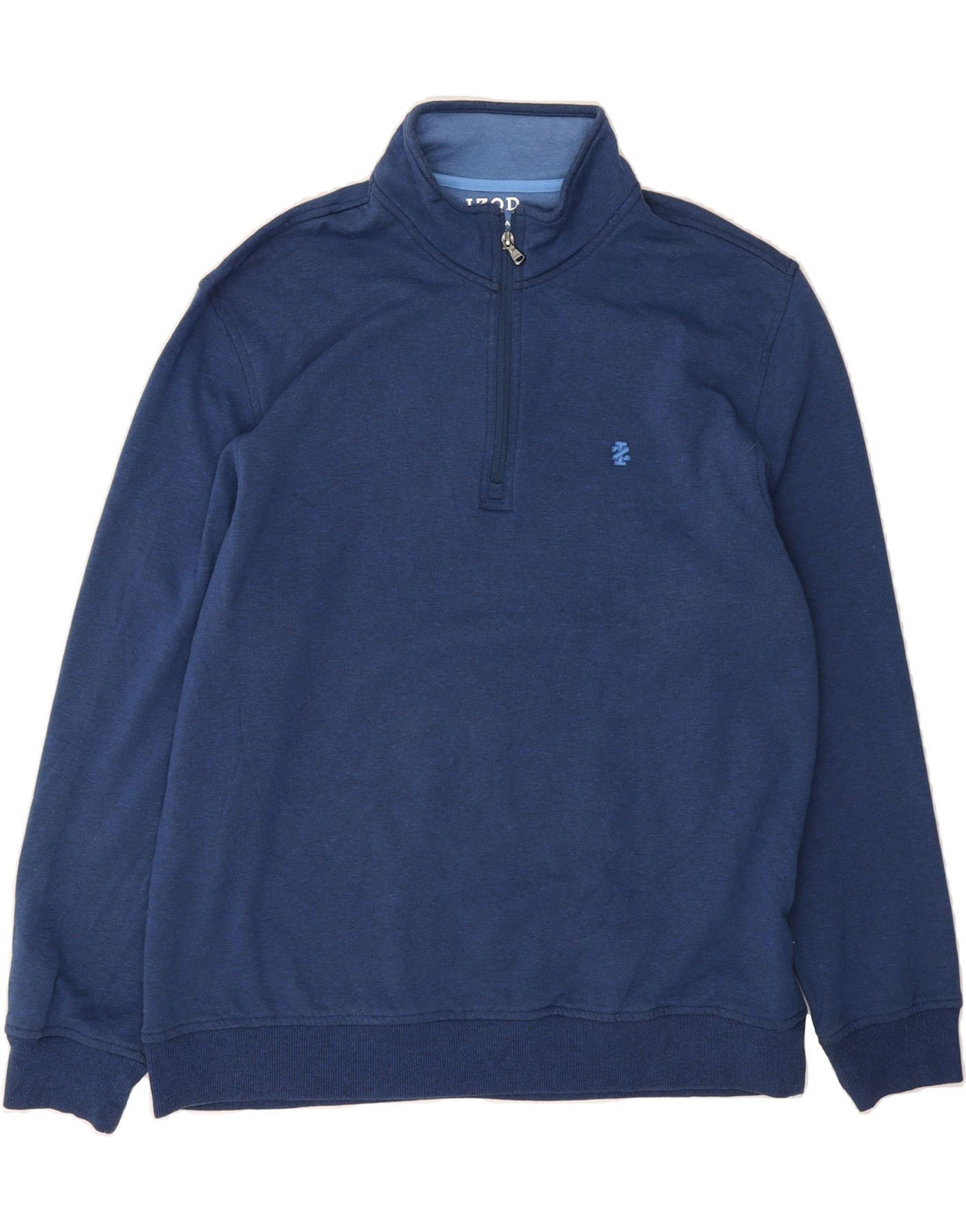 IZOD Mens Zip Neck Sweatshirt Jumper Large Navy Blue Polyester Vintage Izod and Second-Hand Izod from Messina Hembry 