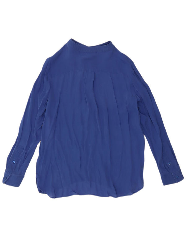 Luisa Spagnoli Chemisier à manches longues pour femme UK 14 Bleu moyen Soie