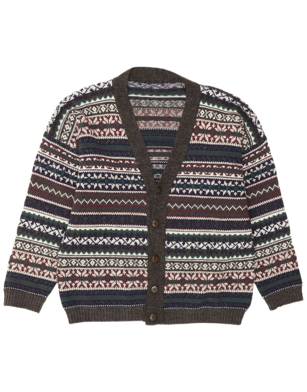 vintage Mens Cardigan Sweater Grand Multicolore Fair Isle Rétro