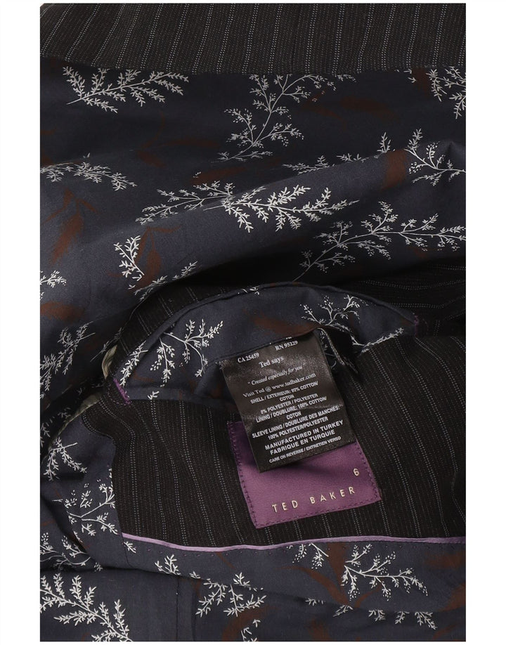 Ted Baker Veste blazer à 2 boutons pour homme Taille 6 2XL Bleu marine en coton à fines rayures