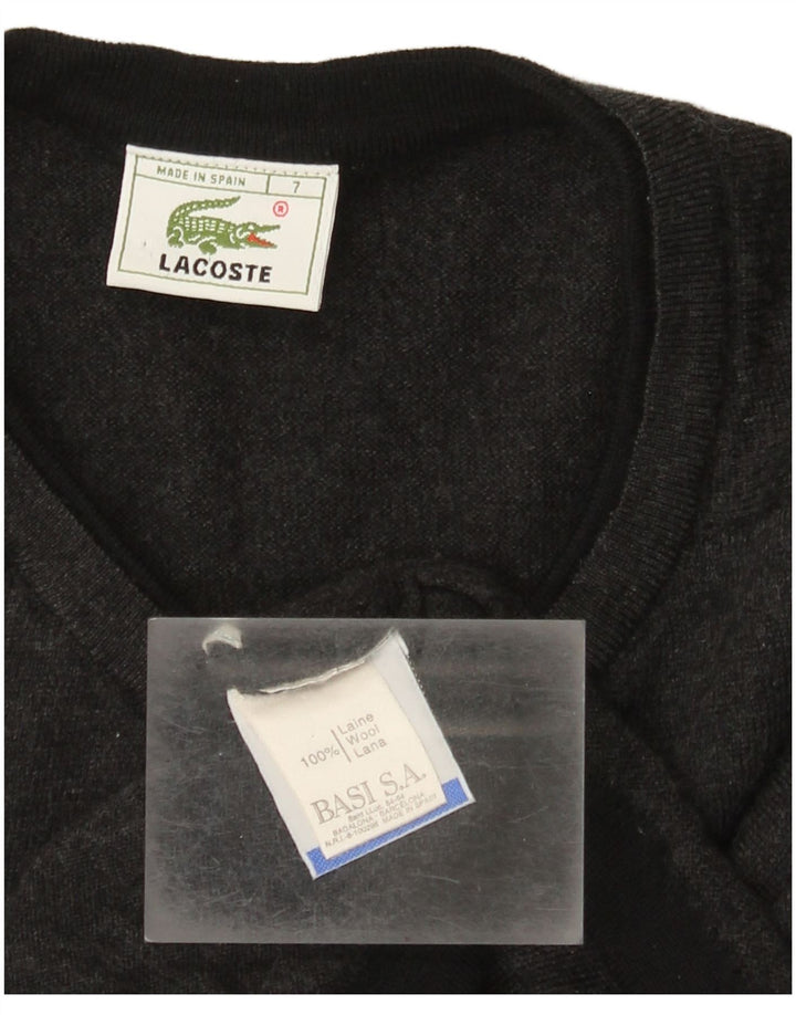 Lacoste Pull col V pour homme Taille 7 2XL Laine grise