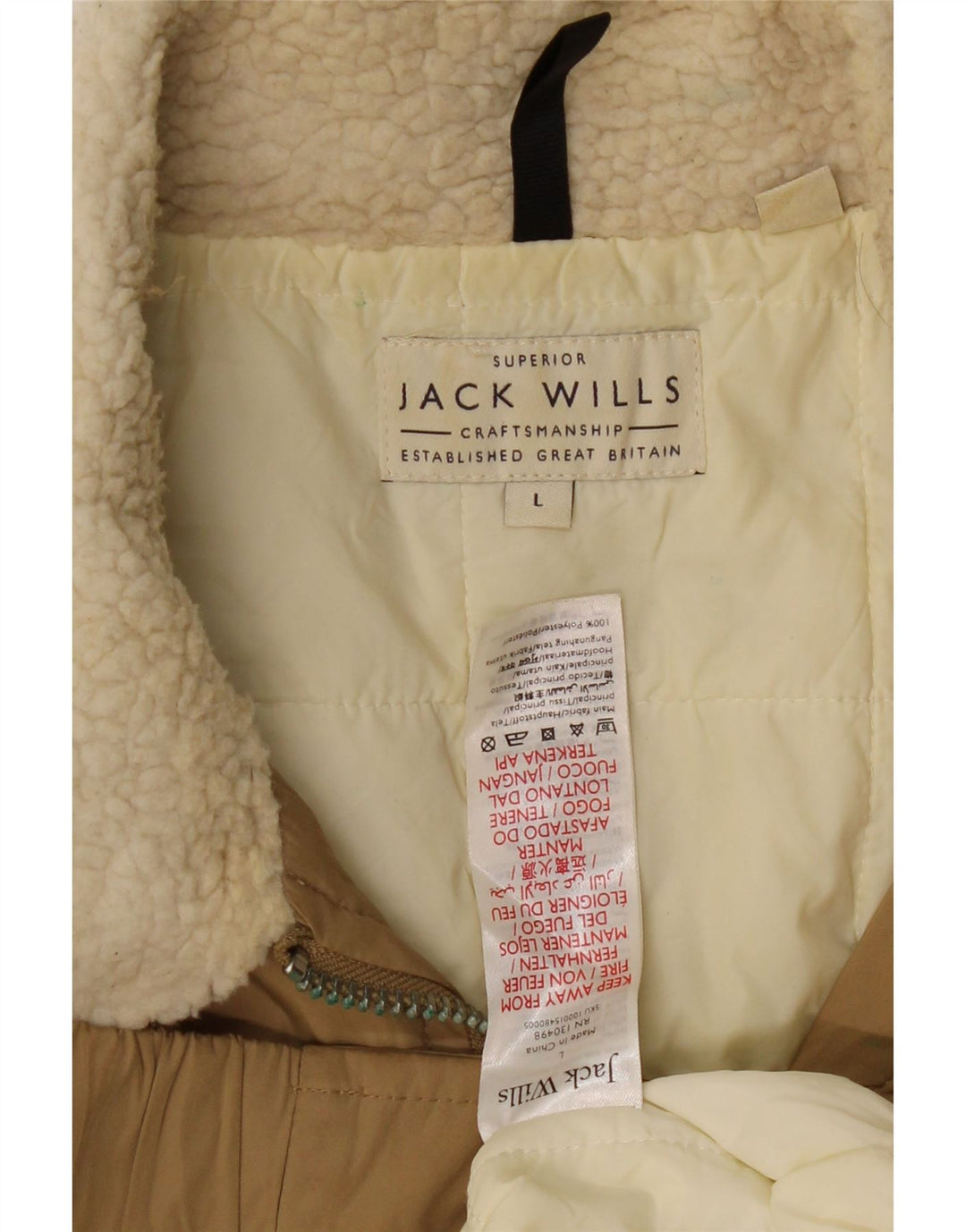 Jack Wills Veste Bomber Homme UK 40 Large Beige Polyester