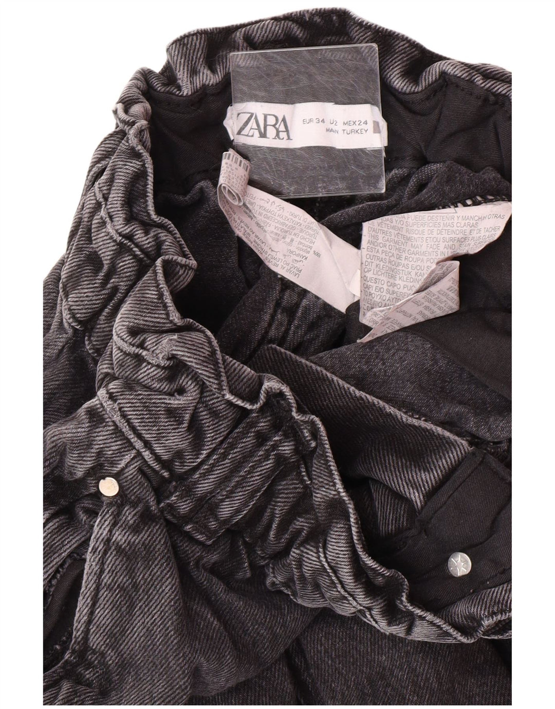 Zara Jean fuselé taille haute pour femme EU 34 2XS W24 L25 Gris Coton Moderne