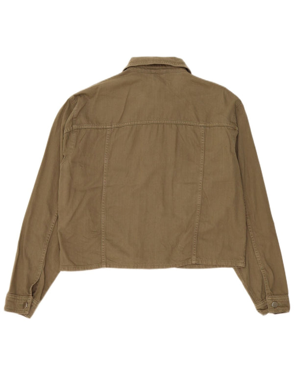 Topshop Womens Oversized Bomber Jacket UK 14 Medium Khaki Cotton