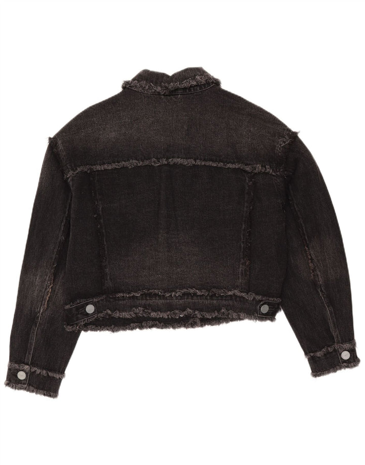 All Saints Veste en jean surdimensionnée pour femme UK 10 Petit coton noir