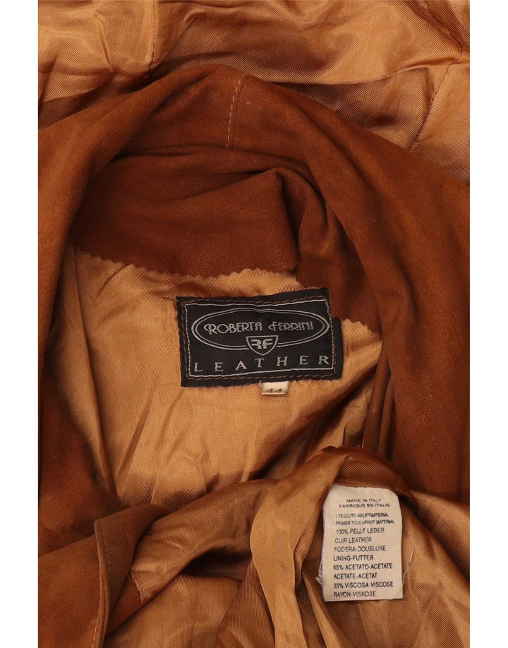 Roberta Ferrini Manteau à capuche en daim pour femme IT 44 Cuir marron moyen
