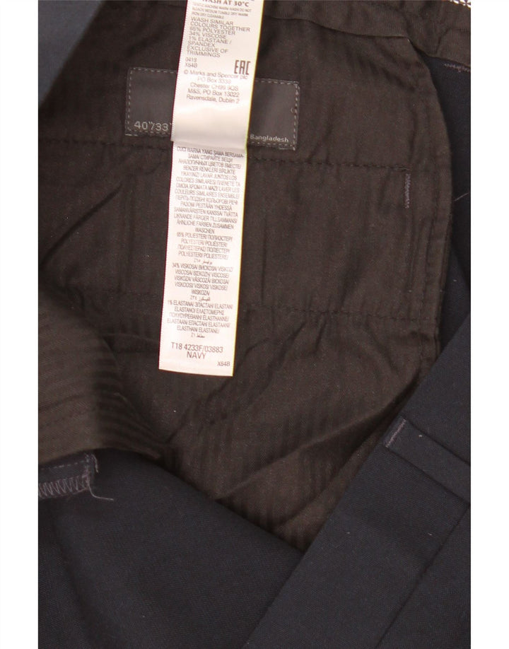 Marks & Spencer Pantalon Chino Slim Homme W40 L33 Bleu Marine Polyester