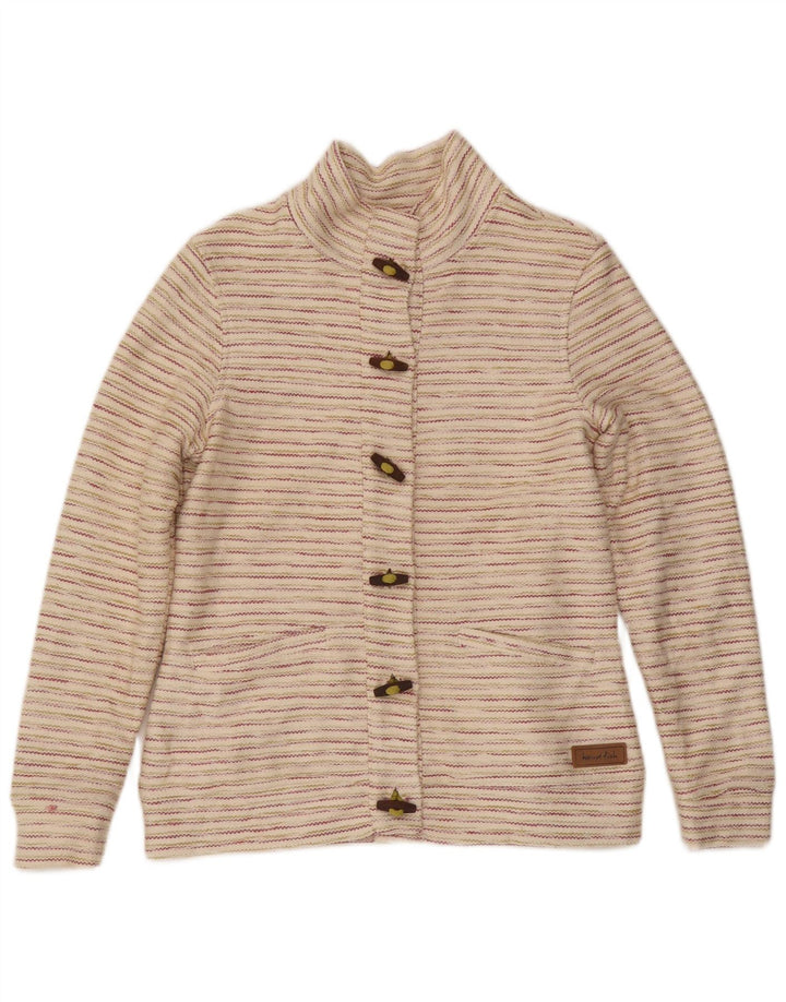 Weird Fish Duffle Jacket Femme UK 12 Moyen Blanc Cassé Coton Rayé