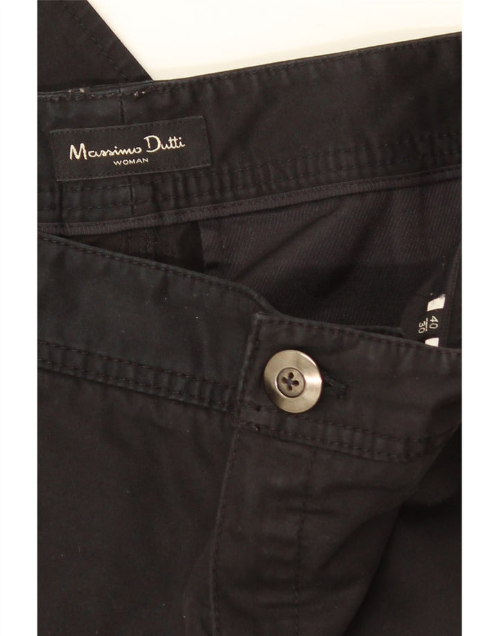 Massimo Dutti Pantalon Chino Droit Femme EU 40 Medium W30 L30 Noir