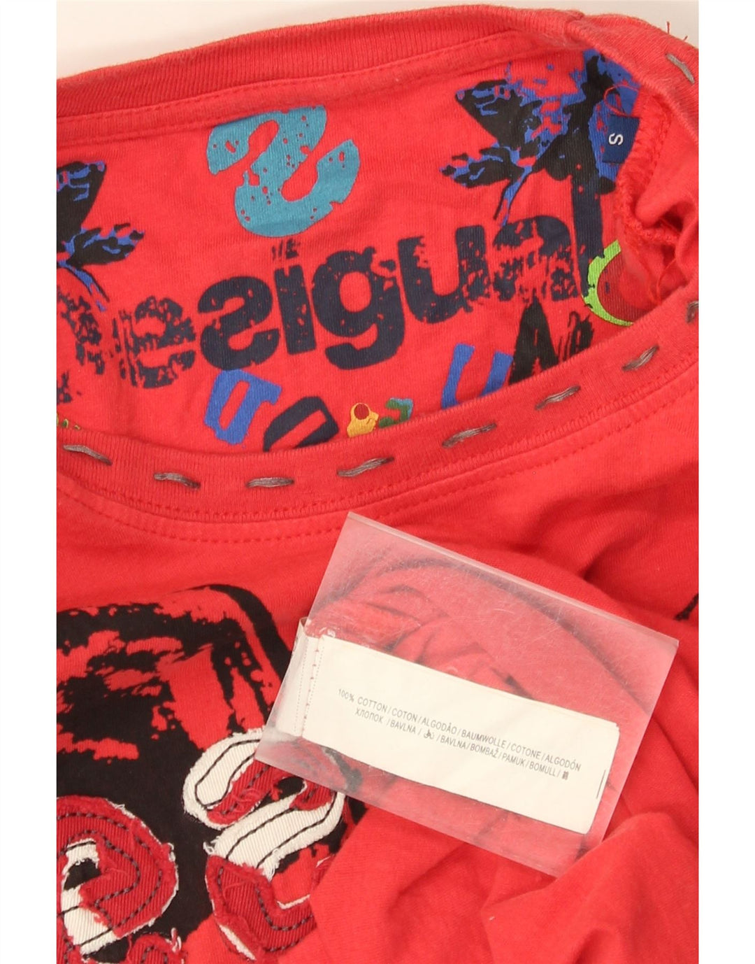 DESIGUAL T-Shirt Graphique Homme Petit Rouge Coton